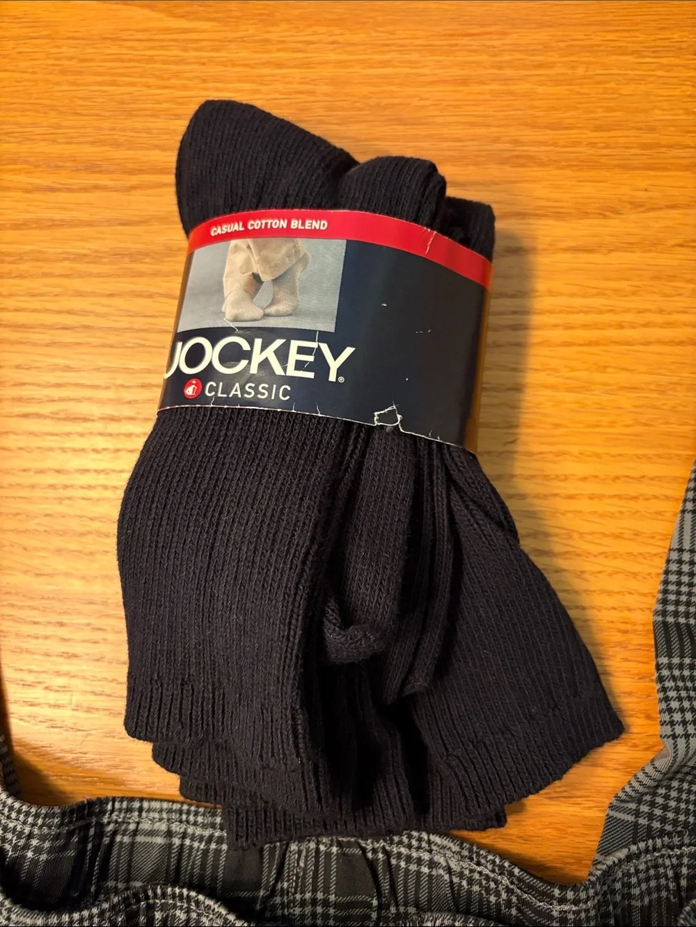 Jockey 3 pairs new socks and Black and Gray Plaid Men's Jogger Pants FOL
